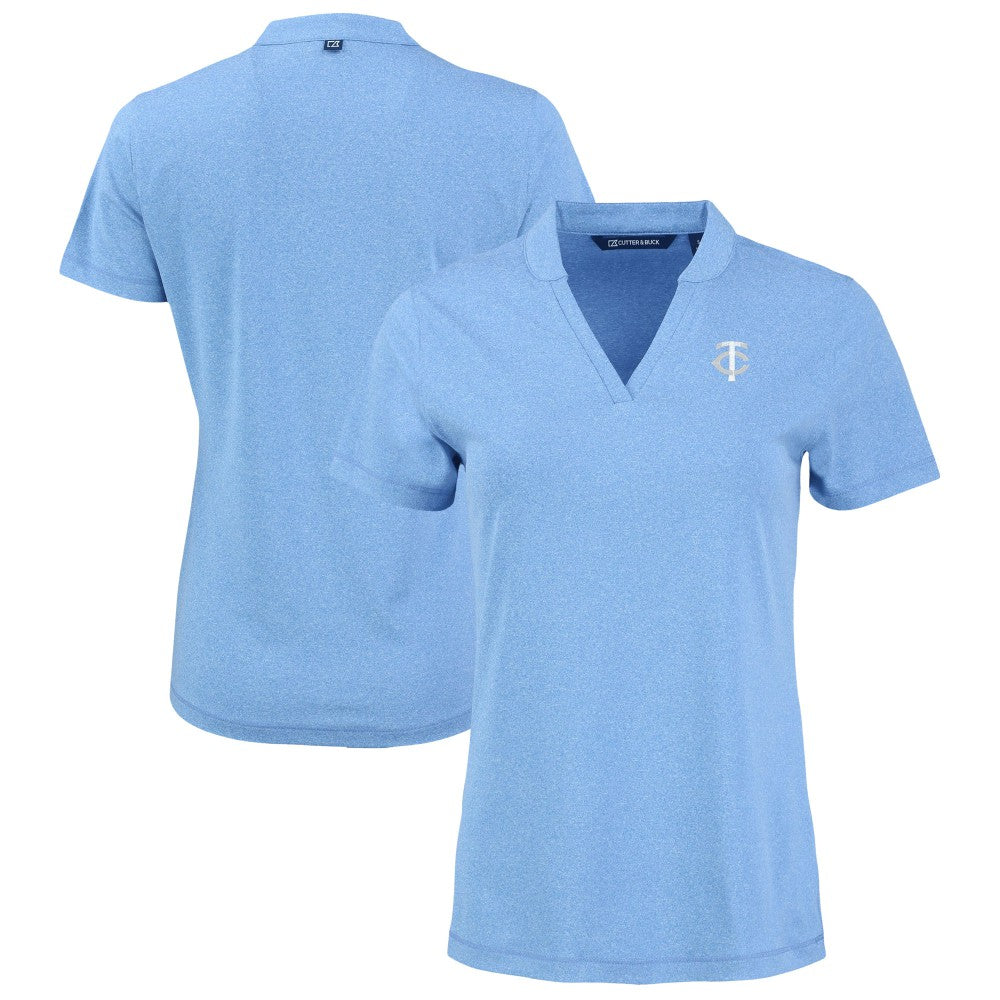 Heather Powder Blue Minnesota Twins Cutter & Buck Forge Heathered Stretch Blade Top