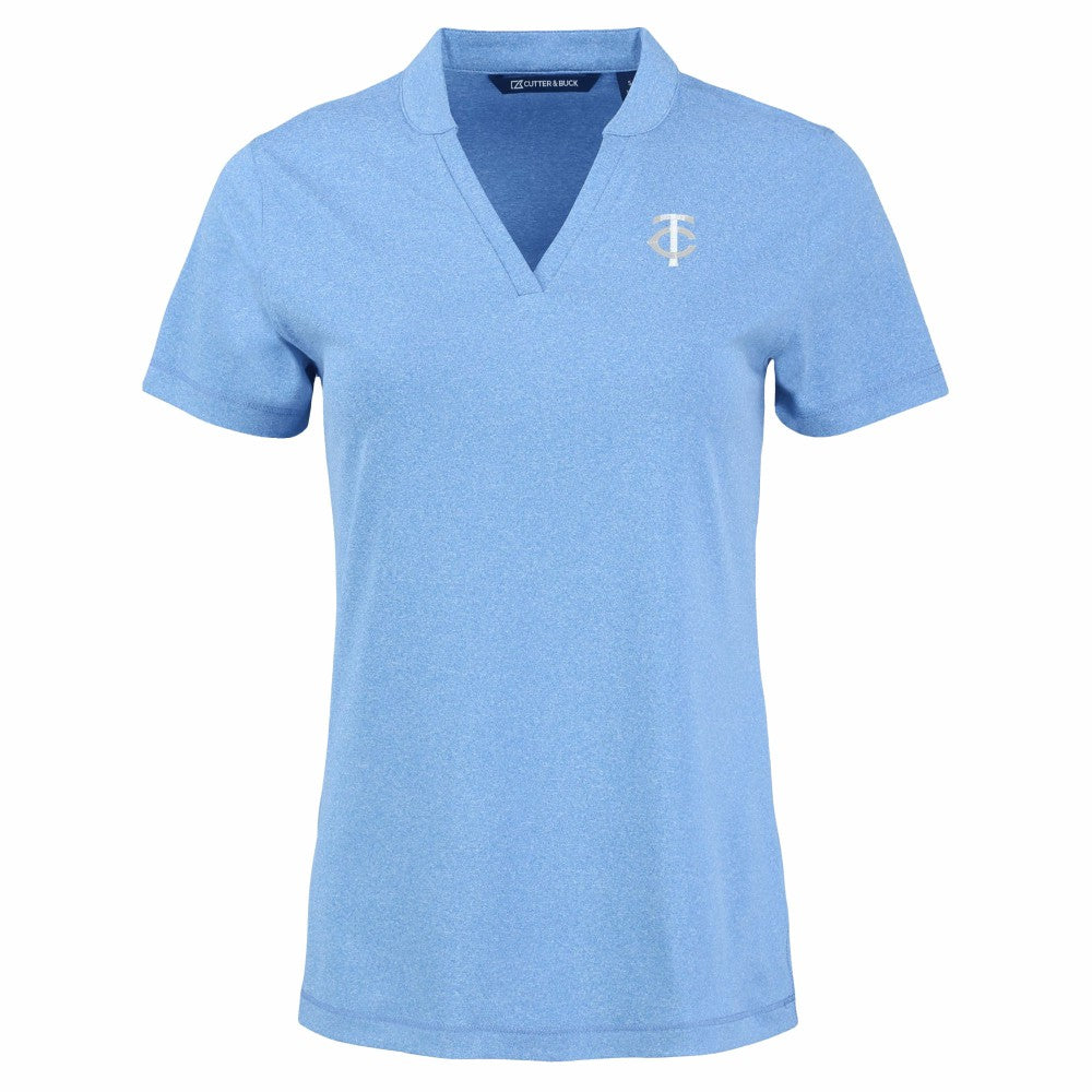 Heather Powder Blue Minnesota Twins Cutter & Buck Forge Heathered Stretch Blade Top