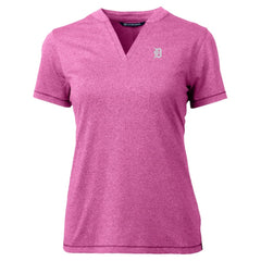 Light Pink Detroit Tigers Cutter & Buck Forge Heathered Stretch Blade Top