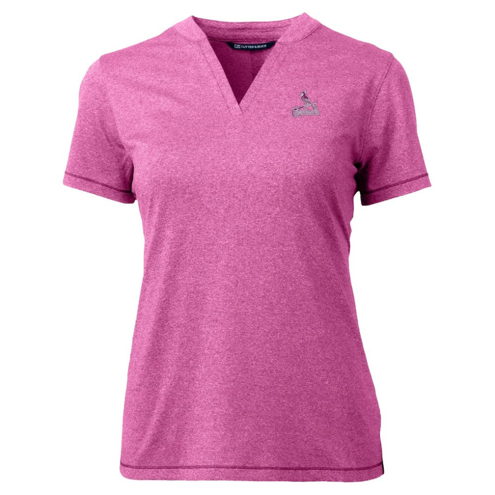 Light Pink St. Louis Cardinals Cutter & Buck Forge Heathered Stretch Blade Top