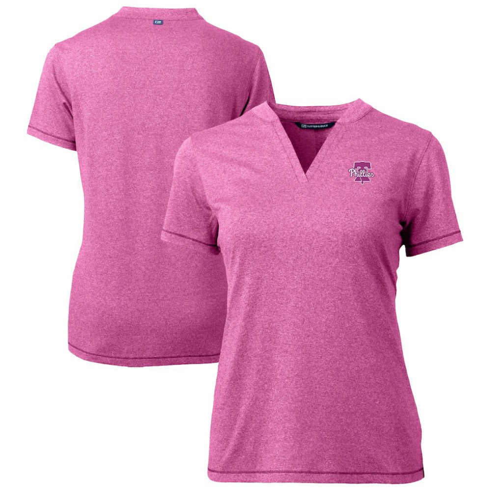 Light Pink Philadelphia Phillies Cutter & Buck Forge Heathered Stretch Blade Top