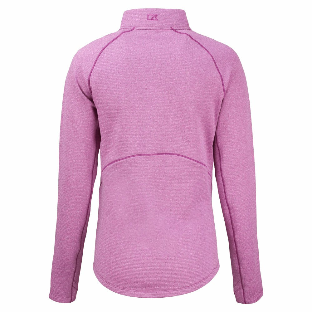 Heather Light Pink Cleveland Guardians Cutter & Buck Women's Peshastin Eco Fleece Recycled Half-Zip Jacket
