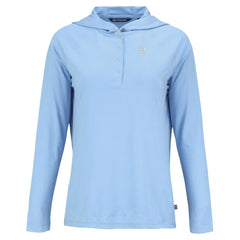 Powder Blue Detroit Tigers Cutter & Buck Women's Coastline Epic Comfort Eco Recycled Long Sleeve Hoodie T-Shirt
