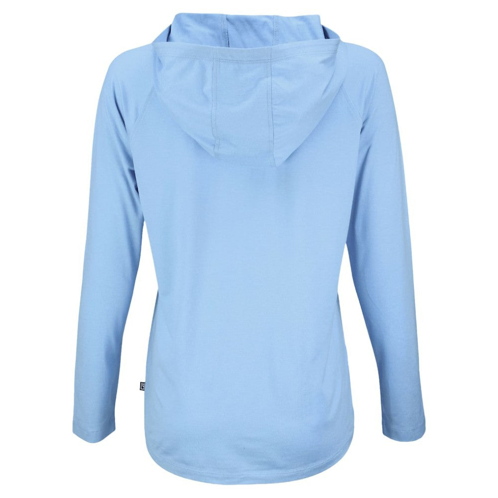 Powder Blue Detroit Tigers Cutter & Buck Women's Coastline Epic Comfort Eco Recycled Long Sleeve Hoodie T-Shirt