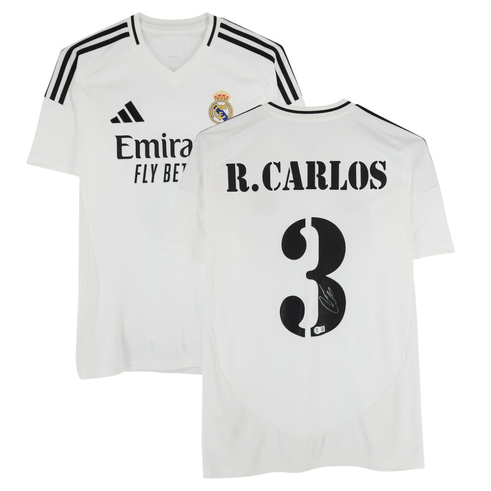 Roberto Carlos Real Madrid Autographed 2024-25 White Home Jersey