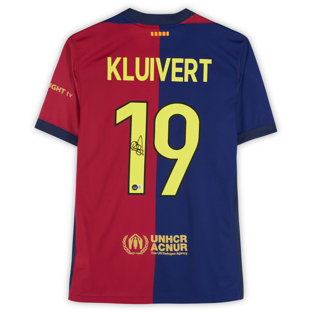 Patrick Kluivert Barcelona Autographed 2024-25 Red/Blue Home Jersey