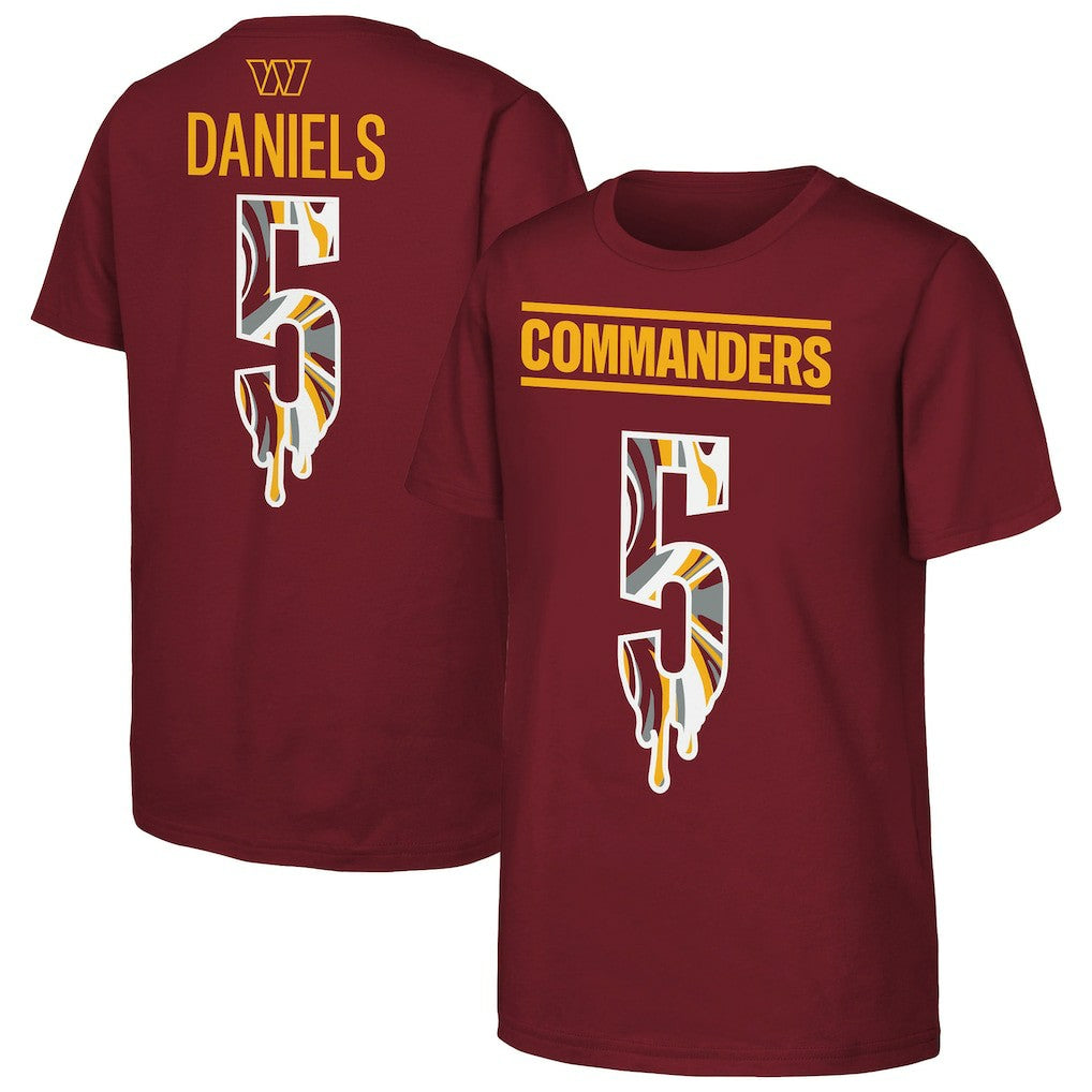 Jayden Daniels  Outerstuff Youth Mainliner Drip Player Name & Number T-Shirt - Washington Commanders T-shirts