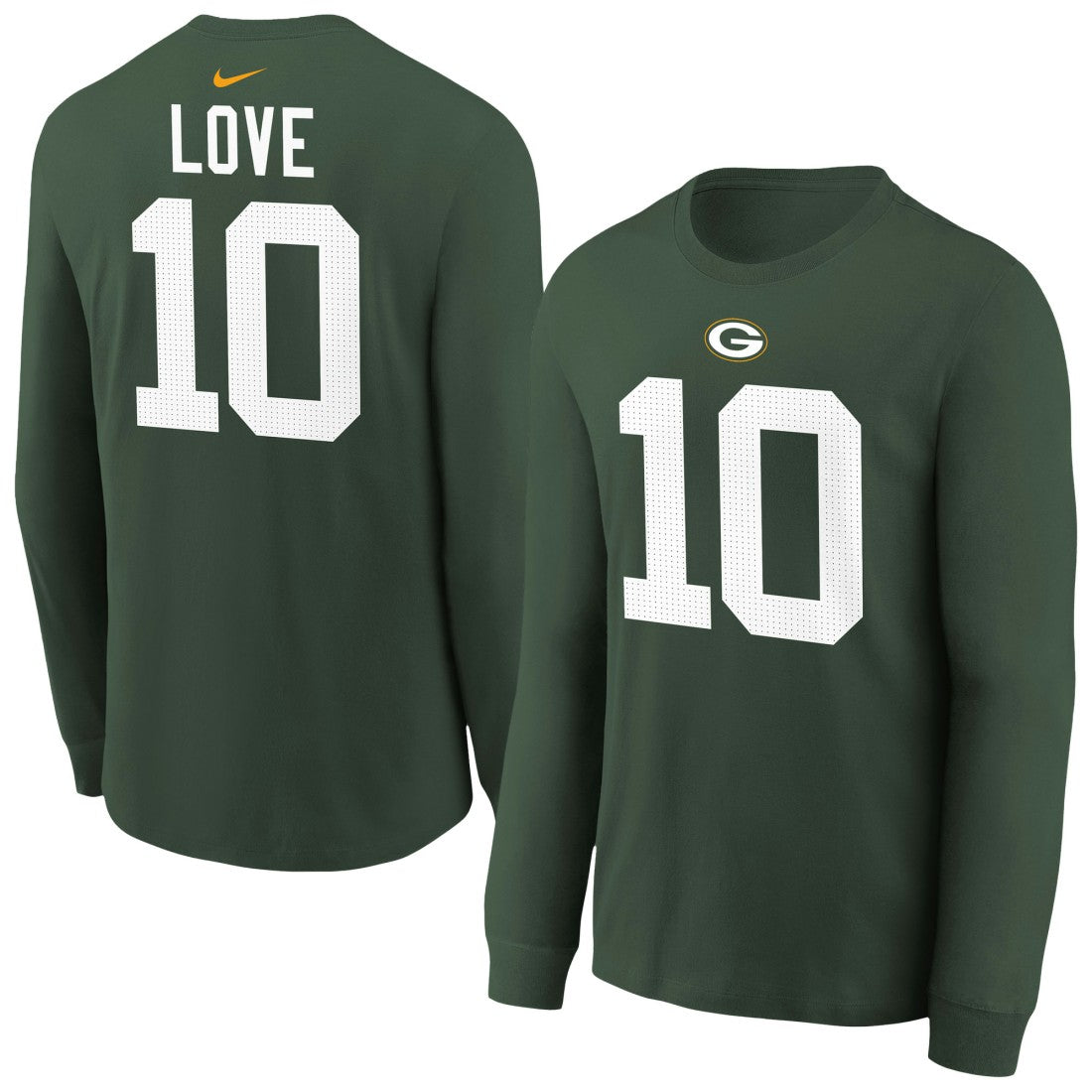 Jordan Love  Youth Player Name & Number Long Sleeve T-Shirt - Green Bay Packers T-shirts