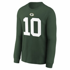 Jordan Love  Youth Player Name & Number Long Sleeve T-Shirt - Green Bay Packers T-shirts