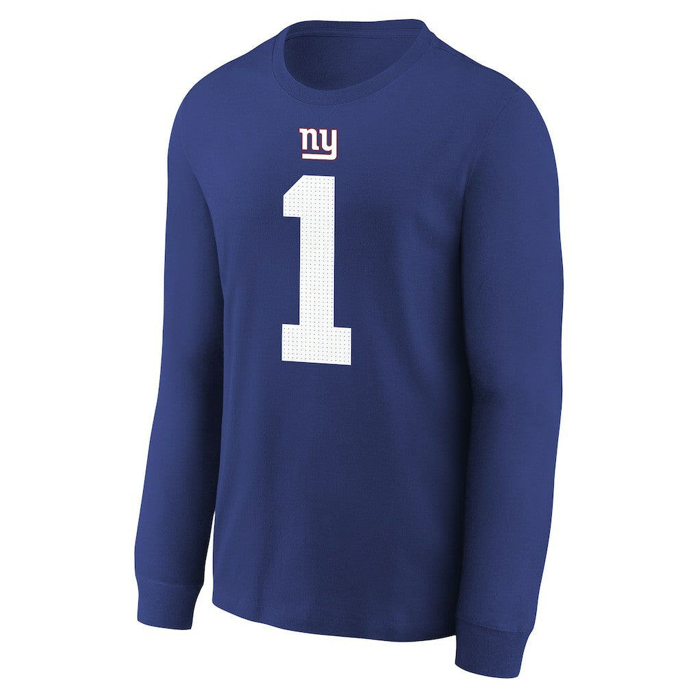 Malik Nabers  Youth Player Name & Number Long Sleeve T-Shirt - New York Giants T-shirts