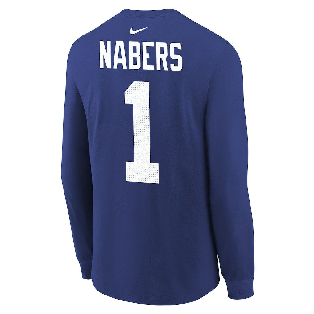 Malik Nabers  Youth Player Name & Number Long Sleeve T-Shirt - New York Giants T-shirts