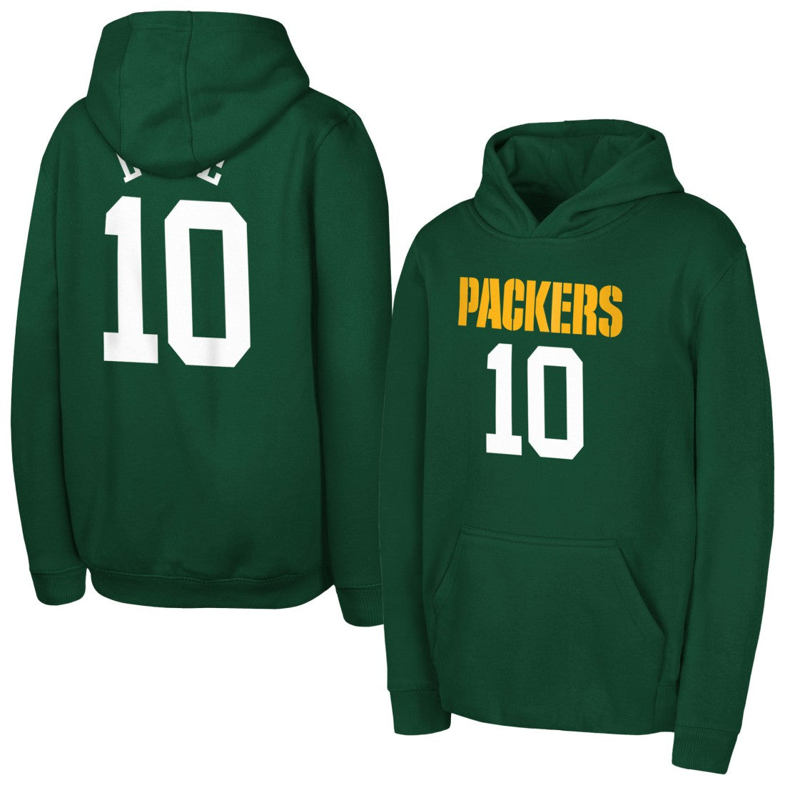 Jordan Love  Outerstuff Mainliner Player Name & Number Hoodie - Green Bay Packers Hoodies