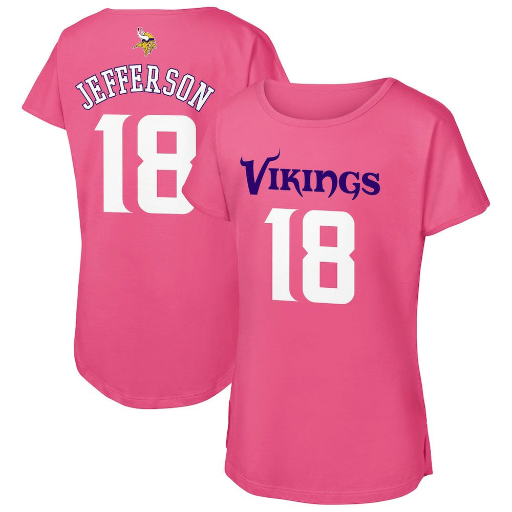 Justin Jefferson  Outerstuff Girls Youth Player Name & Number T-Shirt - Minnesota Vikings T-shirts