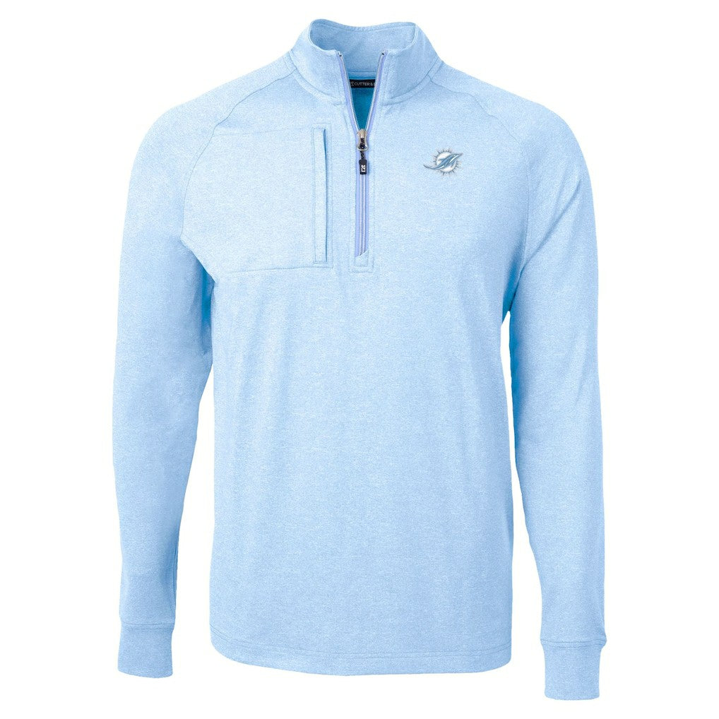 Cutter & Buck Raglan Adapt Eco Knit Heather Quarter-Zip Top - Miami Dolphins Tops