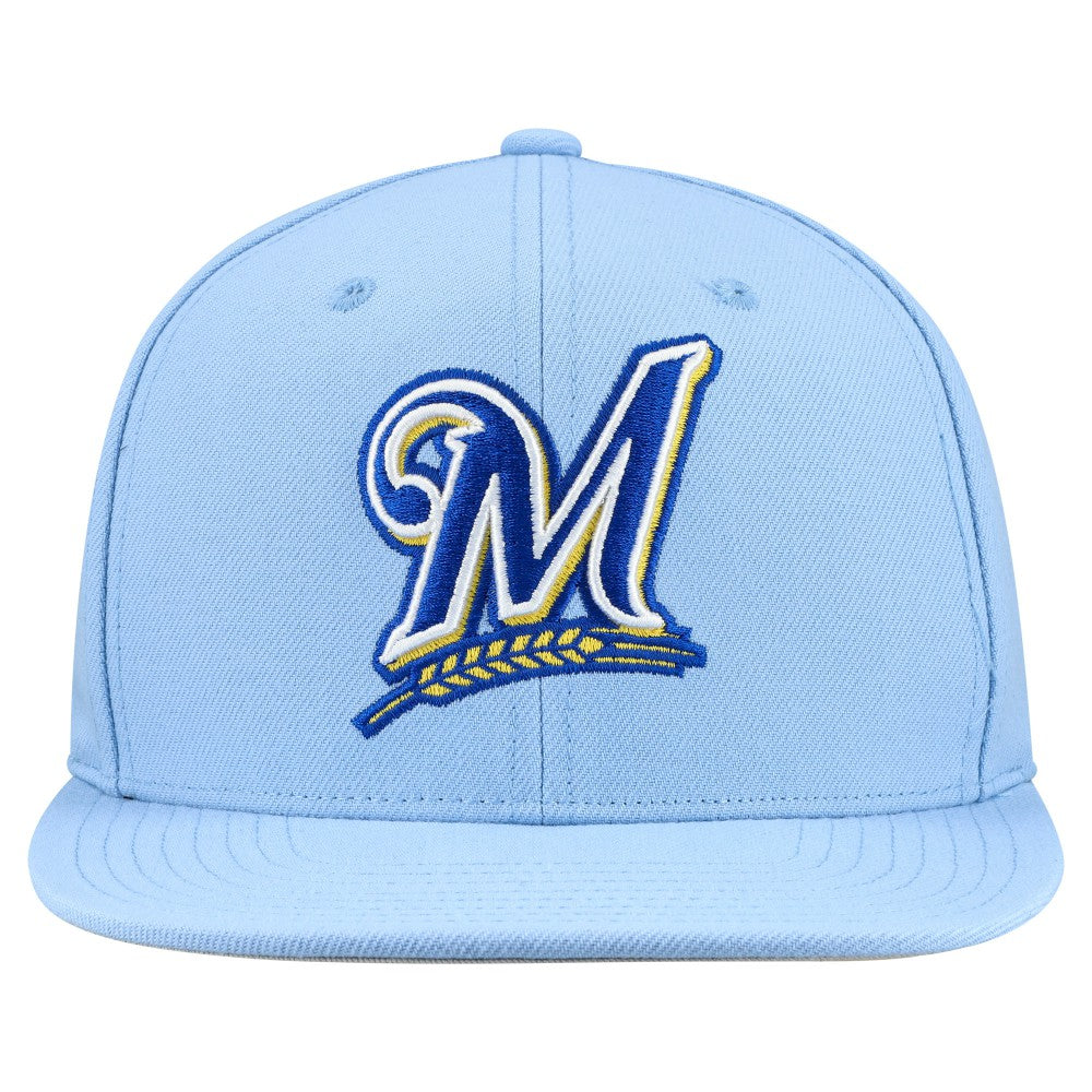 Powder Blue Milwaukee Brewers Mitchell & Ness Cooperstown Collection Basic Flip Snapback Hat