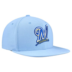 Powder Blue Milwaukee Brewers Mitchell & Ness Cooperstown Collection Basic Flip Snapback Hat