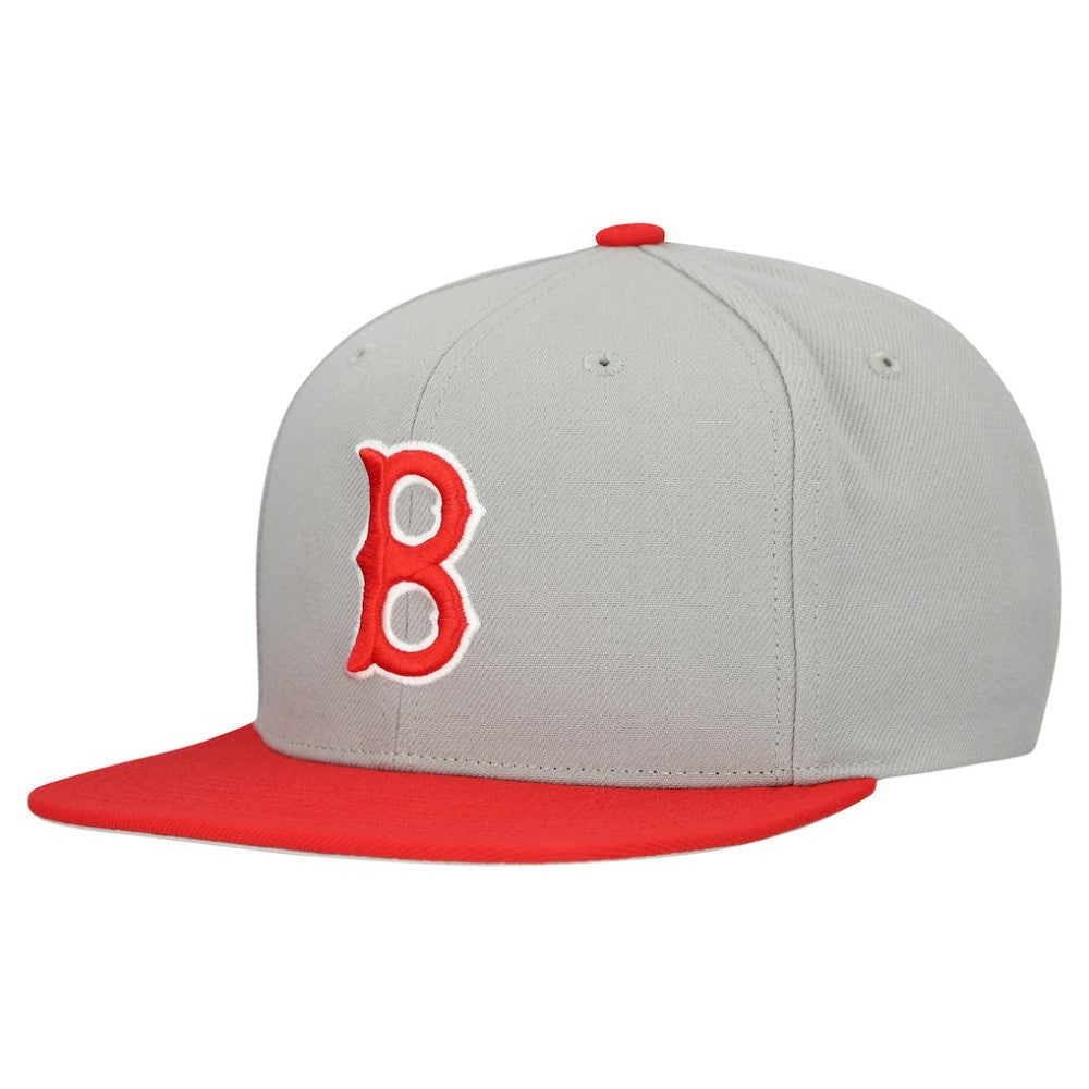 Gray Boston Red Sox Mitchell & Ness Cooperstown Collection Basic Flip Snapback Hat