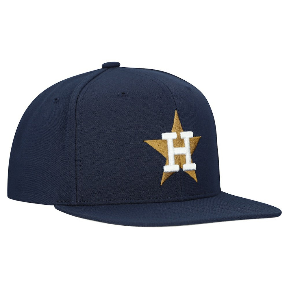 Navy Houston Astros Mitchell & Ness Cooperstown Collection Basic Flip Snapback Hat