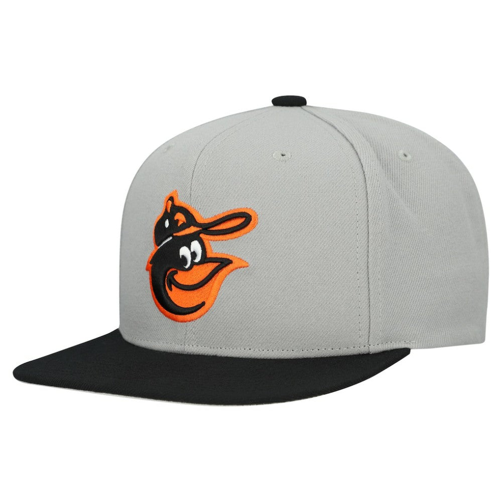 Gray Baltimore Orioles Mitchell & Ness Cooperstown Collection Basic Flip Snapback Hat