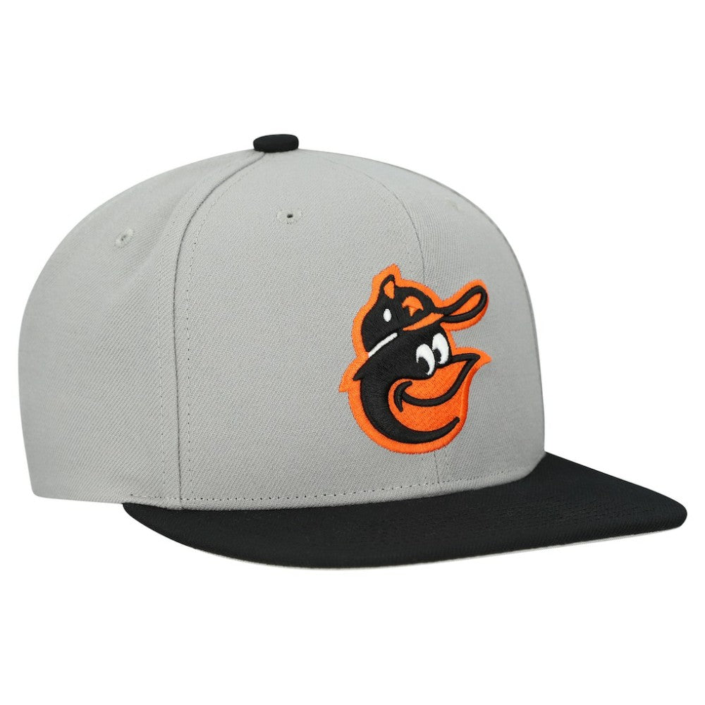 Gray Baltimore Orioles Mitchell & Ness Cooperstown Collection Basic Flip Snapback Hat