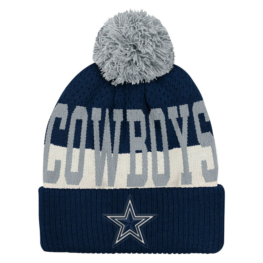 Outerstuff Youth Modern Fan Cuffed Knit Hat with Pom - Dallas Cowboys Hats