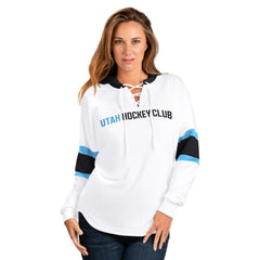 NHL Utah Mammoth G-III 4Her by Carl Banks Women's Goal Zone Long Sleeve Lace-Up Hoodie T-Shirt