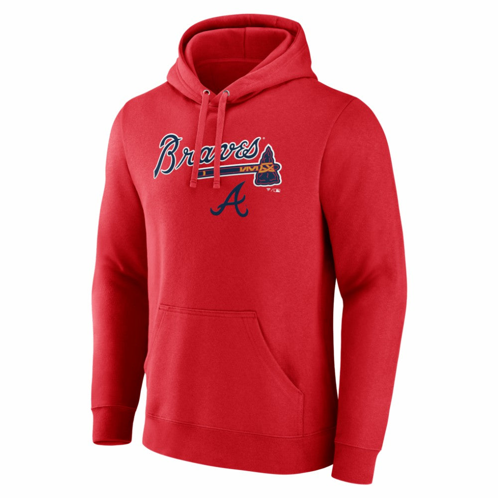 Red Atlanta Braves Team Lockup Pullover Hoodie