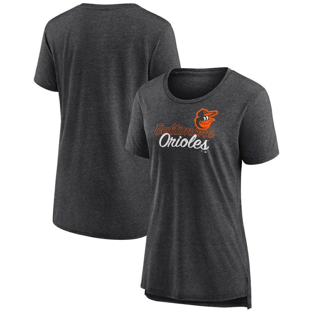 Gray Baltimore Orioles Women's Practice Time Tri-Blend T-Shirt