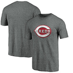 Heather Gray Cincinnati Reds Weathered Official Logo Tri-Blend T-Shirt