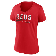 Red Cincinnati Reds Women's Primary Play V-Neck T-Shirt