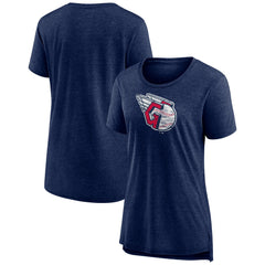 Navy Cleveland Guardians Women's Weathered Official Logo Tri-Blend T-Shirt