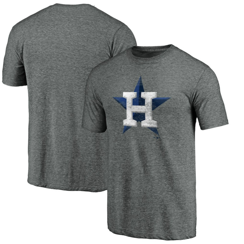 Heather Gray Houston Astros Weathered Official Logo Tri-Blend T-Shirt