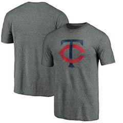 Heather Gray Minnesota Twins Weathered Official Logo Tri-Blend T-Shirt