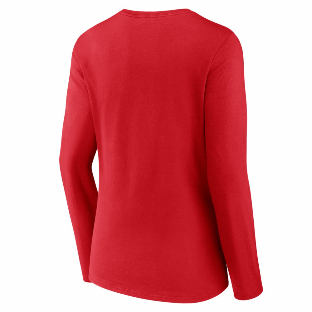 Red Philadelphia Phillies Women's Live For It Long Sleeve V-Neck T-Shirt