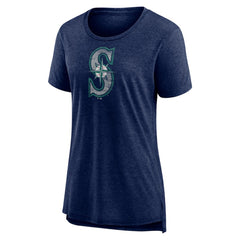 Navy Seattle Mariners Women's Weathered Official Logo Tri-Blend T-Shirt