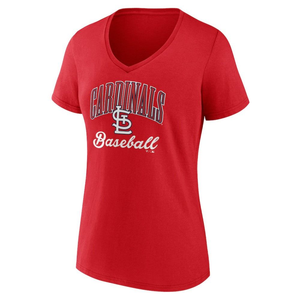 Red St. Louis Cardinals Women's Victory Script V-Neck T-Shirt