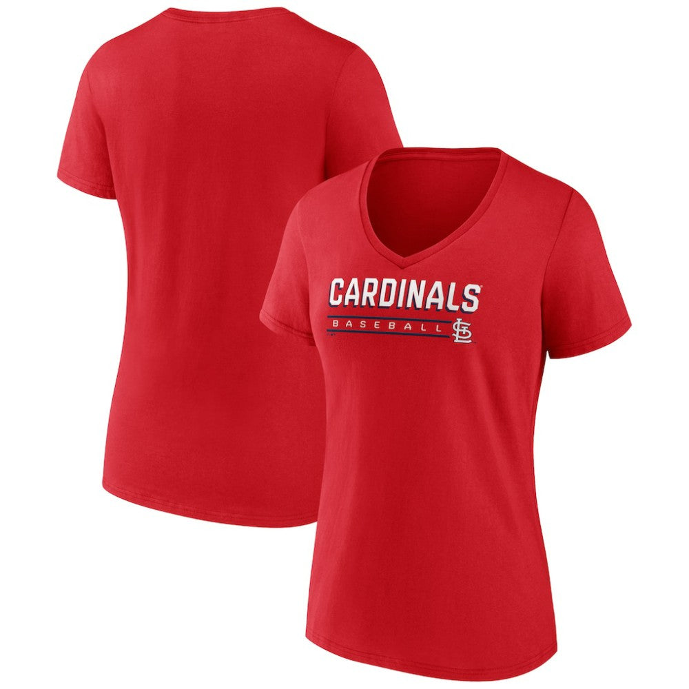 Red St. Louis Cardinals Women's Primary Play V-Neck T-Shirt