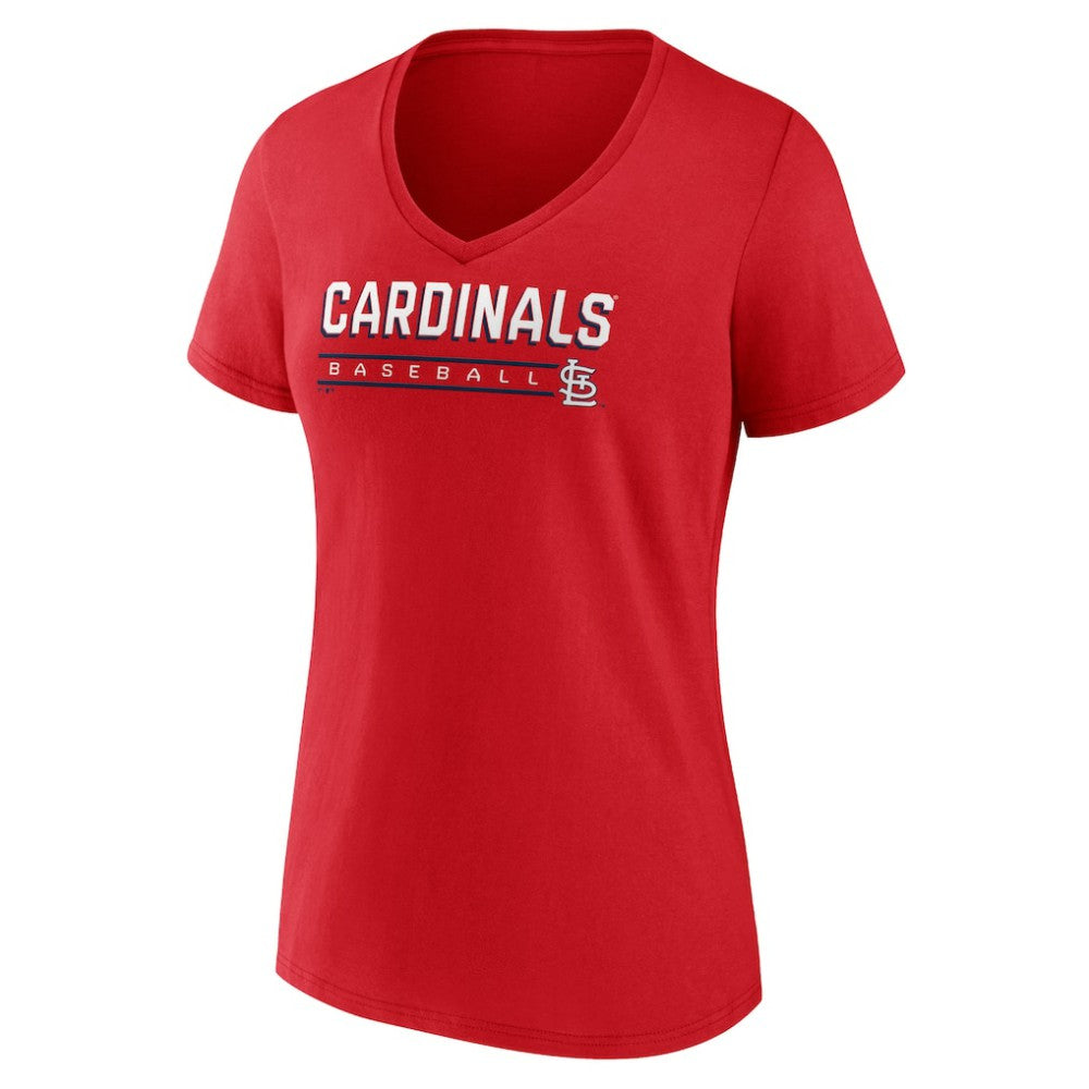 Red St. Louis Cardinals Women's Primary Play V-Neck T-Shirt