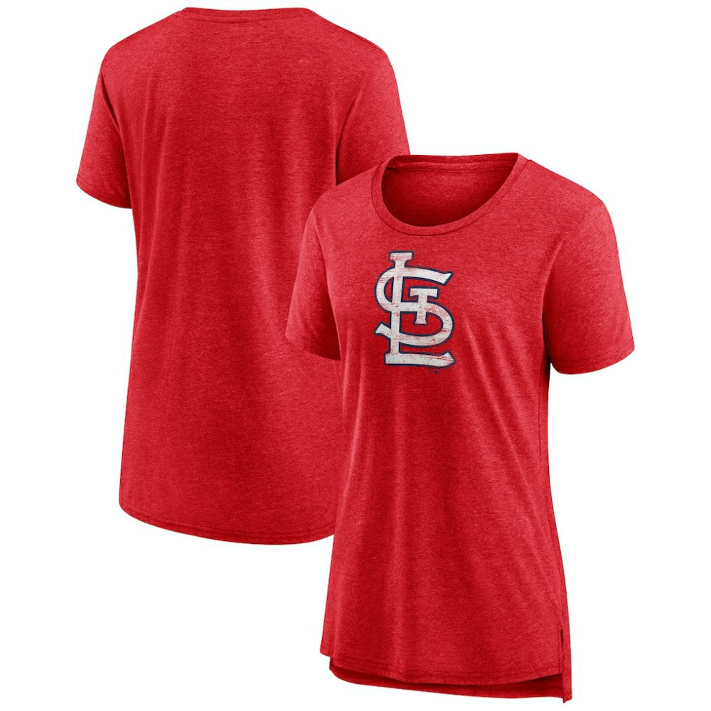 Red St. Louis Cardinals Women's Weathered Official Logo Tri-Blend T-Shirt