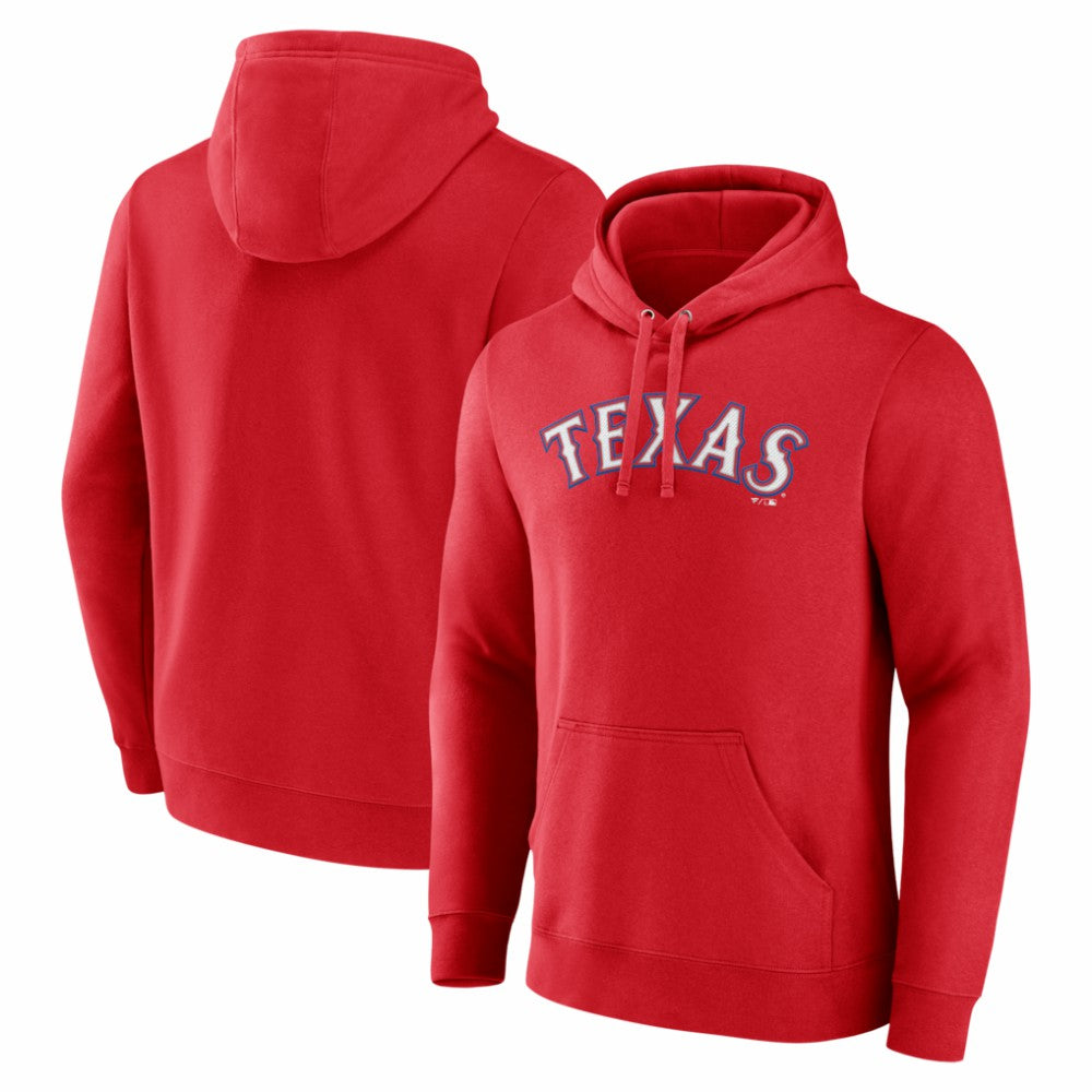 Red Texas Rangers Official Wordmark Pullover Hoodie