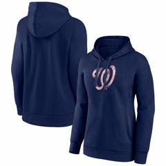 Navy Washington Nationals Women's Distressed Team Pullover Hoodie