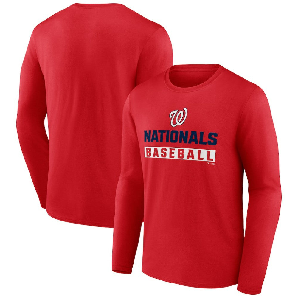 Red Washington Nationals Let's Go Long Sleeve T-Shirt