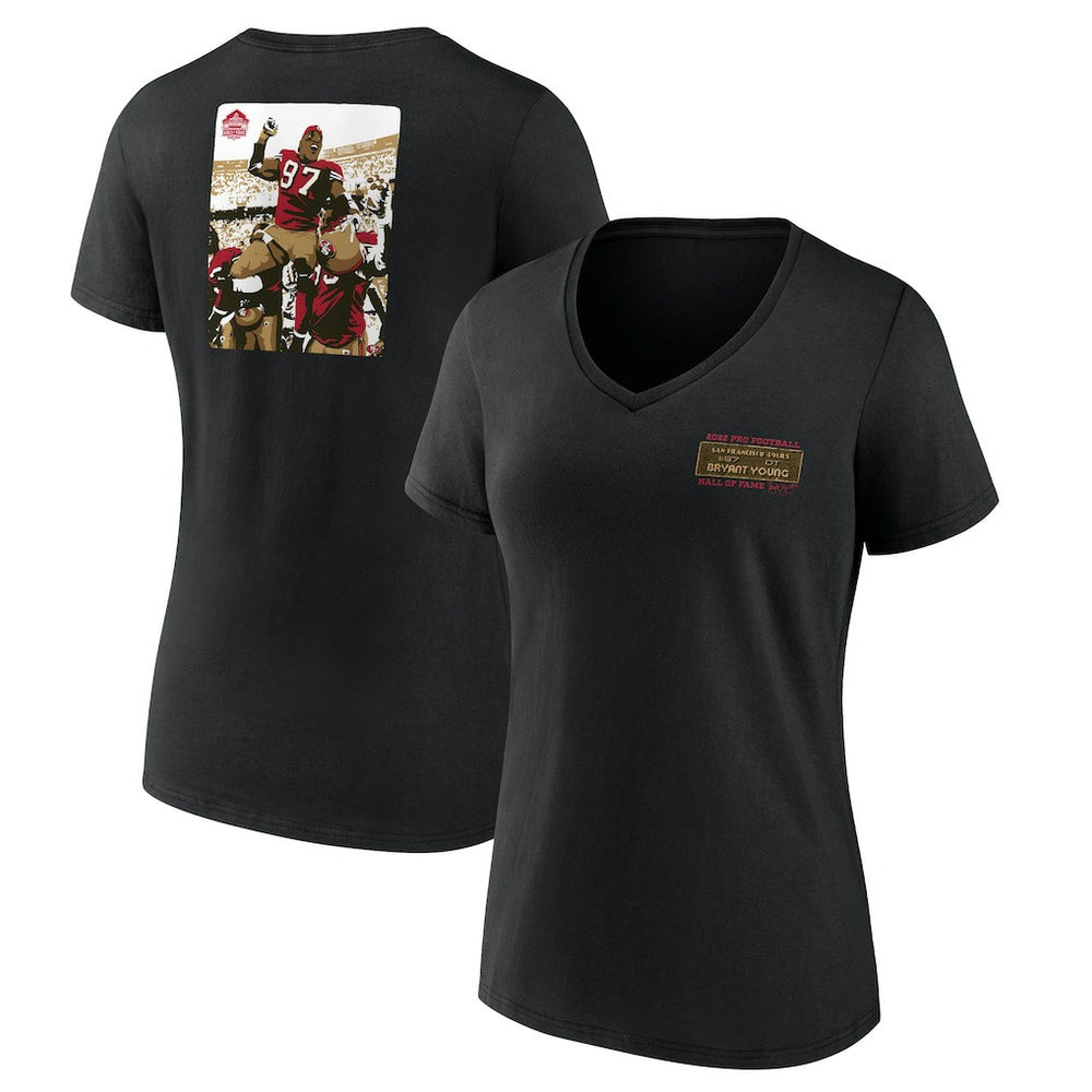 Bryant Young  Women's Hall of Fame V-Neck T-Shirt - San Francisco 49ers T-shirts
