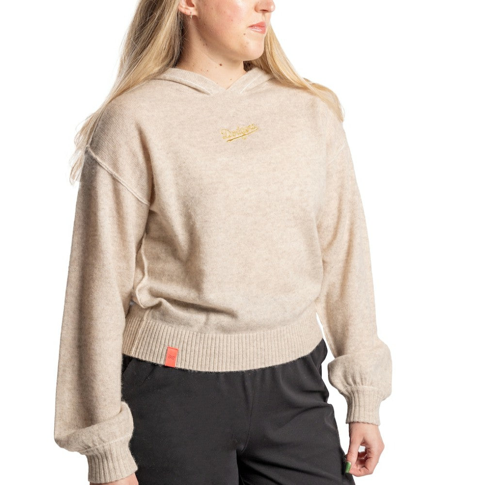Natural Los Angeles Dodgers Lusso Women's Beatriz Cashmere Pullover Hoodie