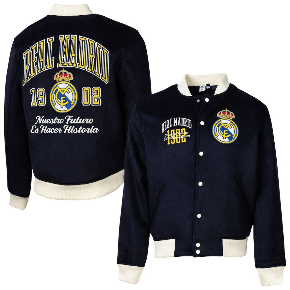Real Madrid Sport Design Sweden Free Kick Wool Varsity Jacket