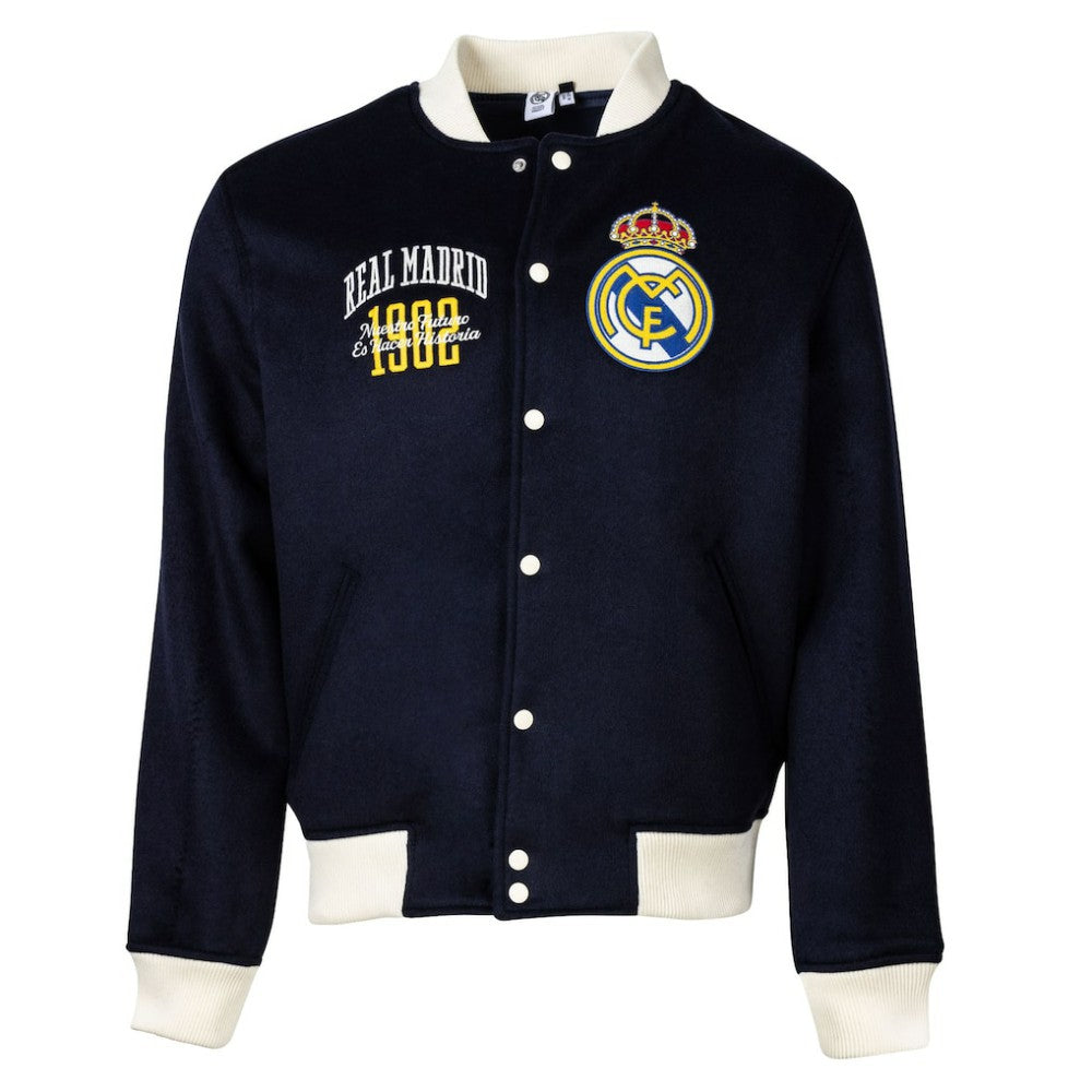 Real Madrid Sport Design Sweden Free Kick Wool Varsity Jacket