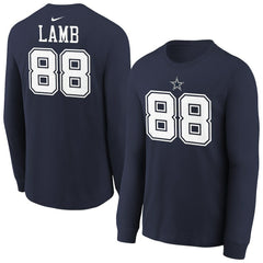 CeeDee Lamb  Youth Player Name & Number Long Sleeve T-Shirt - Dallas Cowboys T-shirts