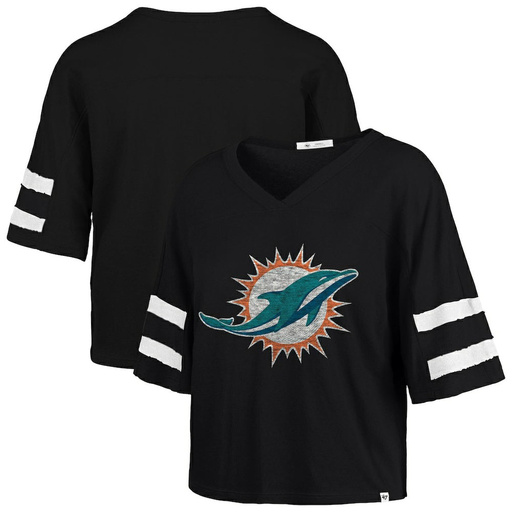 '47 Women's Premier Scout Cropped V-Neck T-Shirt - Miami Dolphins T-shirts