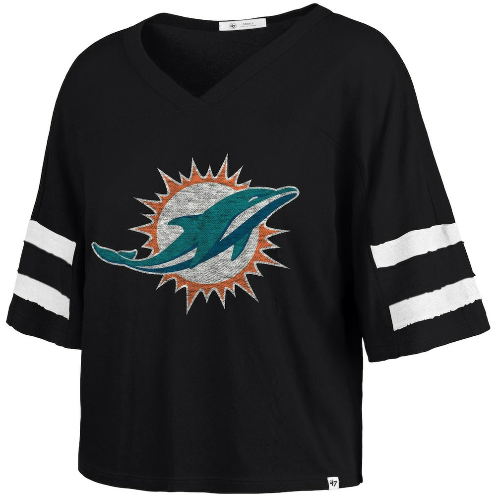 '47 Women's Premier Scout Cropped V-Neck T-Shirt - Miami Dolphins T-shirts