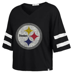 '47 Women's Premier Scout Cropped V-Neck T-Shirt - Pittsburgh Steelers T-shirts